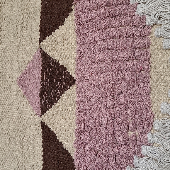 Wall Macrame  Hand Woven Wall Tapestry Decor Tan Brown Pink White - Picture 7 of 16